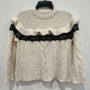 NEW ZARA GIRLS CABLE KNIT LACE SWEATER 11-12 $39